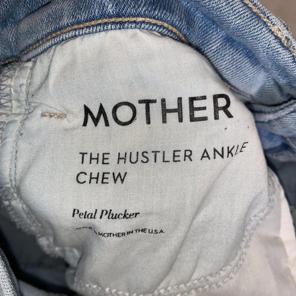 Mother Hustler Ankle Chew Jeans Womens 25 Light Wash Mid Rise Distressed Raw Hem - Picture 12 of 16
